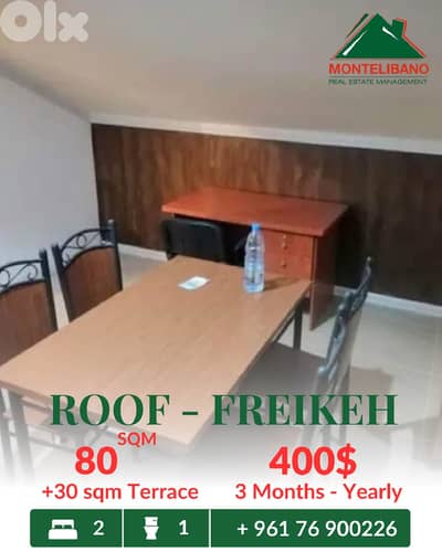 80 sqm Roof For Rent in Freikeh فريكة with 30 sqm Terrace