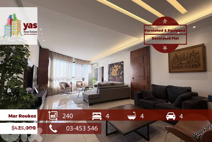Mar Roukoz 240m2 | Furnished & Equipped | Calm Street | OH 0