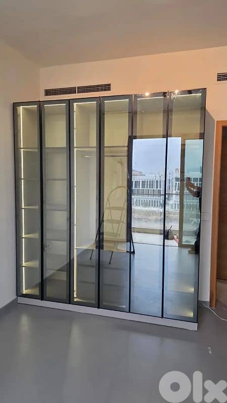 New Modern wardrobes 6 Doors with glass doors high quality 0