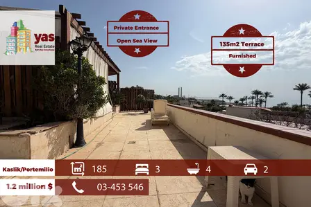 Kaslik/Portemilio 185m2 | 135m2 Terrace | Furnished | OH