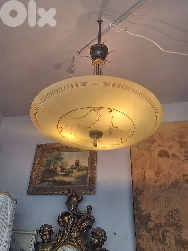 antique midcentury opaline chandelier 0