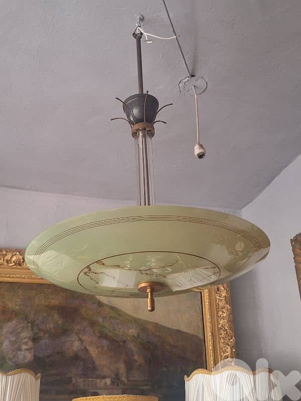 antique midcentury opaline chandelier 2
