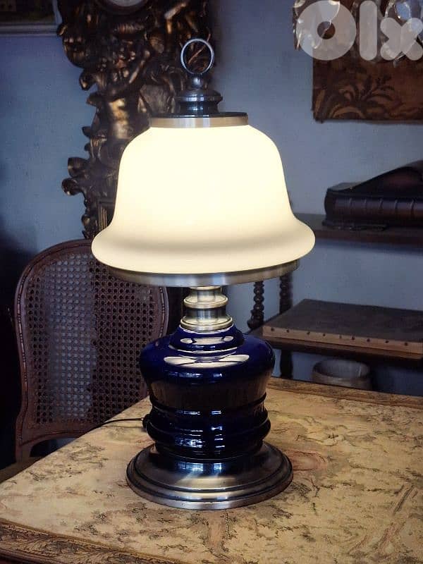 antique english opaline lamp 0