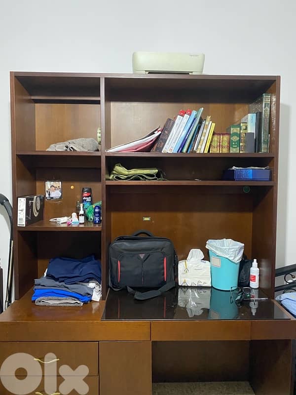 bookshelf and printer 0