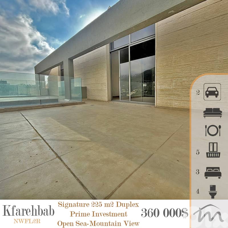 Kfarhbab | Class A 225m² Duplex w/ Terrace | 5 Balconies | Open View 0