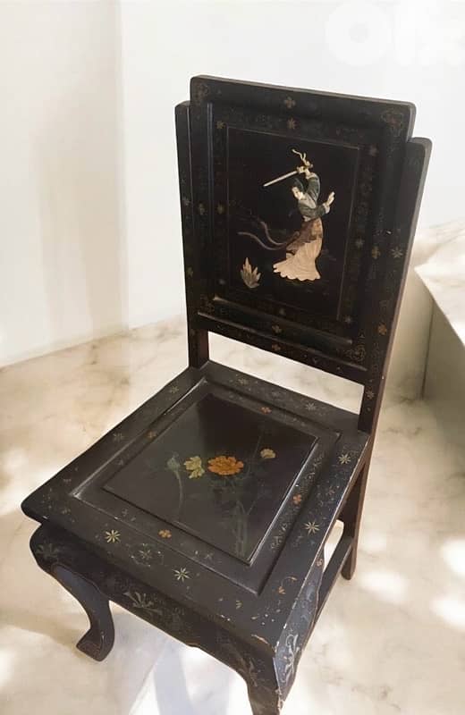 antique 1960 chinese desk with chair 1