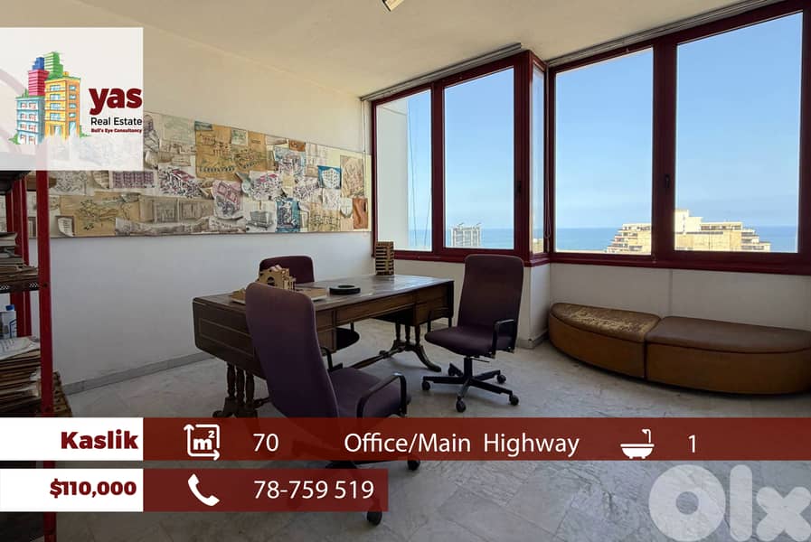 Kaslik 70m2 | Office | Main Highway | Sea View | Ideal Investment | EH 0