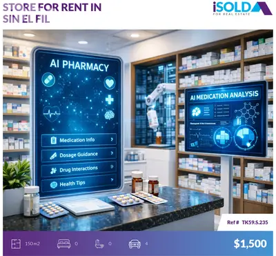 150m2 pharmacy with prime location 4rent in Horch Tabet - حرش تابت