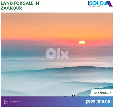 13000 m2 Prime land+ view for sale in Zaarour - أرض للبيع في الزعرور