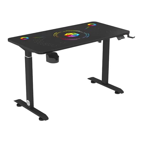 140cm rgb glass top adjustable height gaming desk 0