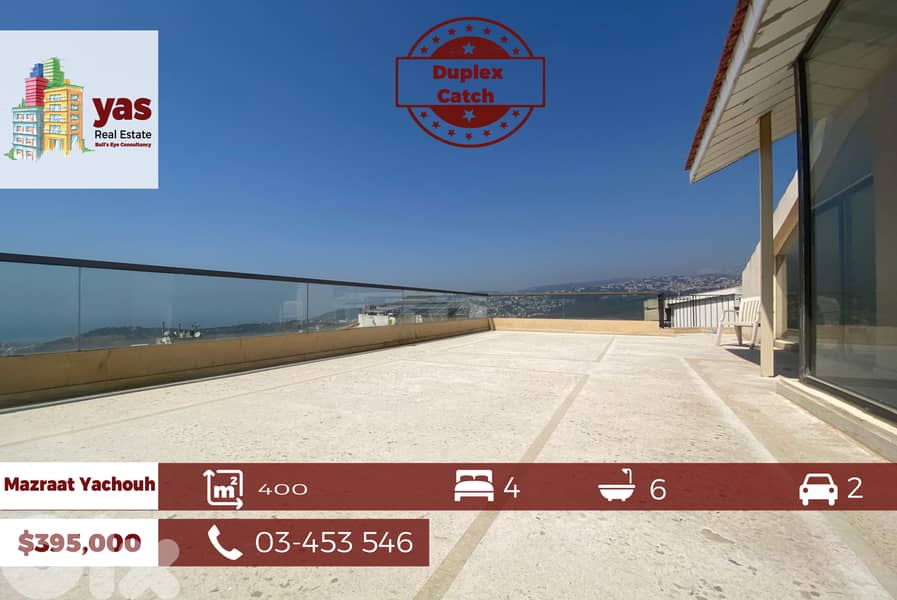 Mazraat yachouh 400m2 | 70m2 Terrace | Duplex | Open View | OH | 0