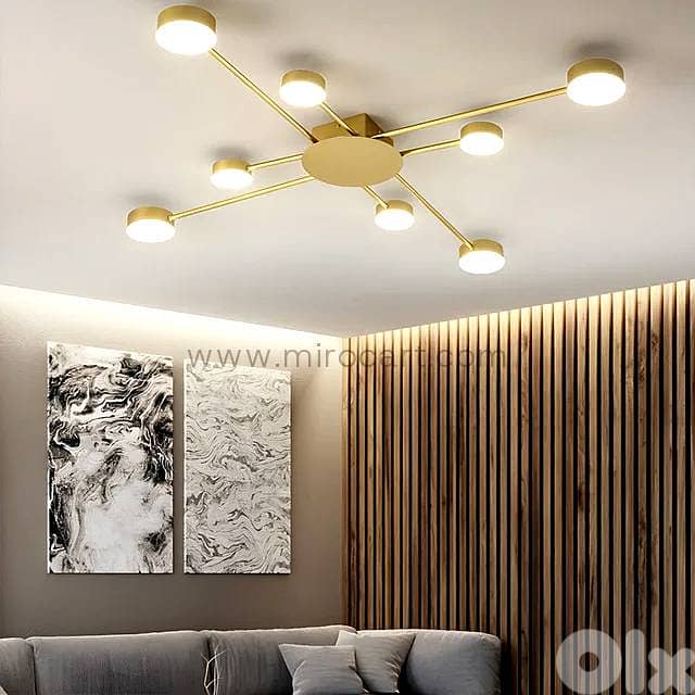 Modern Gold 8-Light LED Geometric Ceiling & Wall Light 0