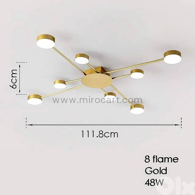 Modern Gold 8-Light LED Geometric Ceiling & Wall Light 7