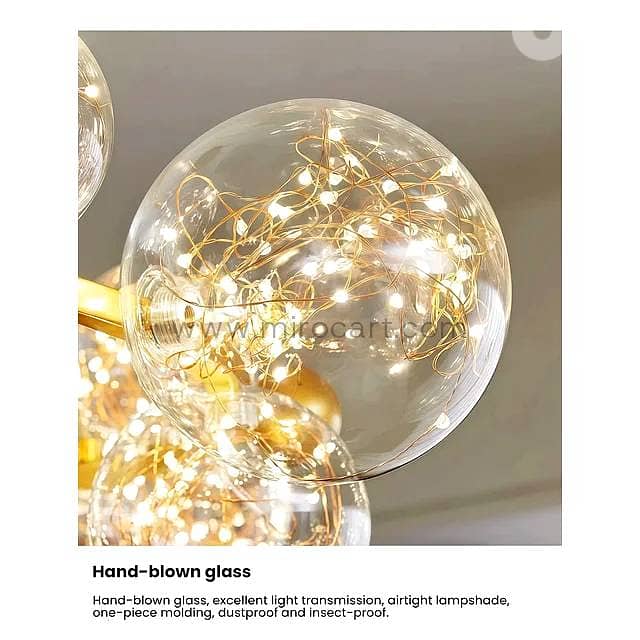 12-Globe LED Ring Chandelier — Gold Glass Pendant Light 9