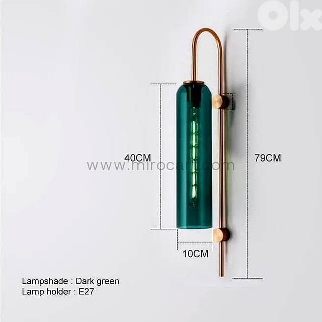 Emerald Column Wall Light — Brushed Brass & Tinted Glass 5
