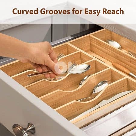 Wooden Kitchen Drawer Organizer 7 Slots Total 43.18 x 33.02 x 6.35 cm 0