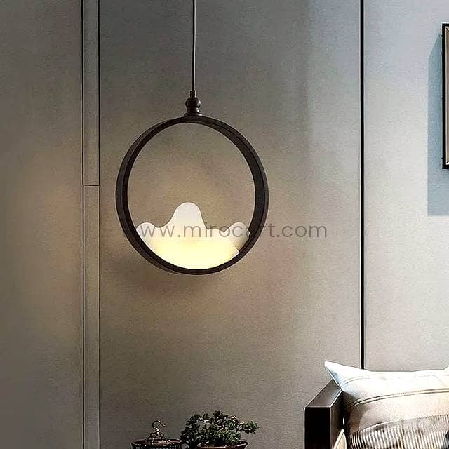 Circular LED Pendant Light — Matte Black & Acrylic 0