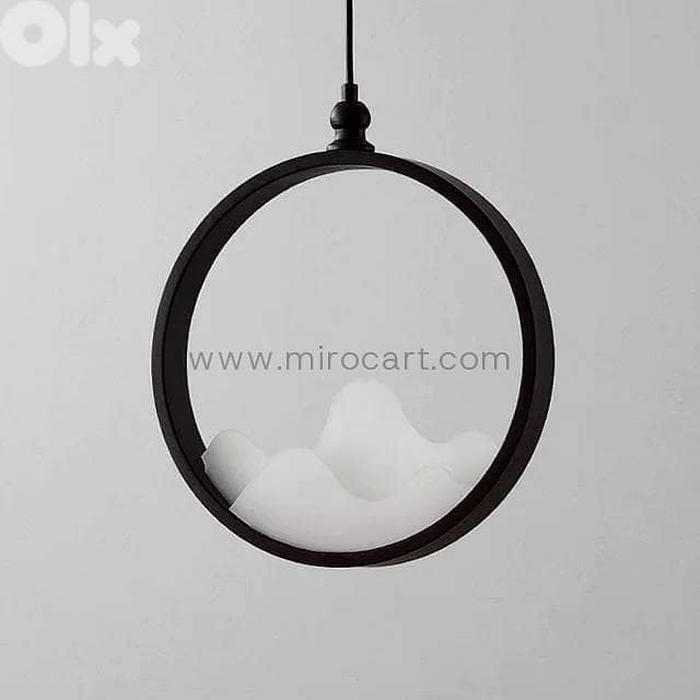 Circular LED Pendant Light — Matte Black & Acrylic 3