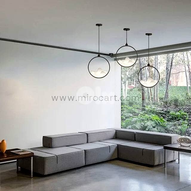 Circular LED Pendant Light — Matte Black & Acrylic 5