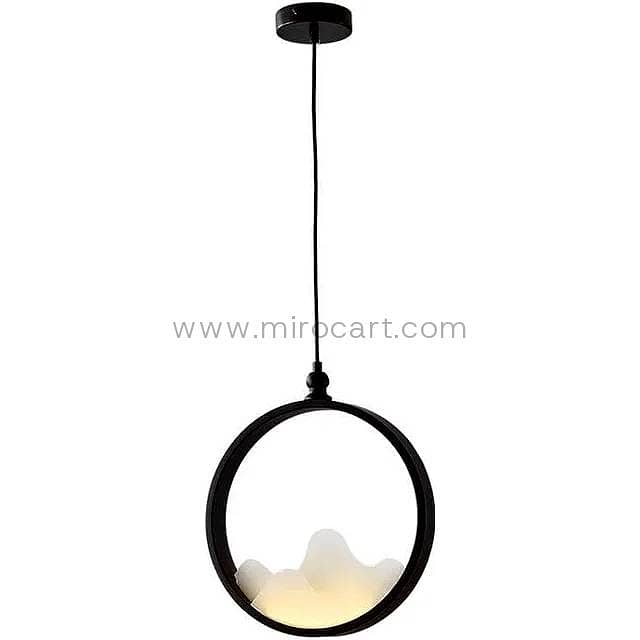 Circular LED Pendant Light — Matte Black & Acrylic 10