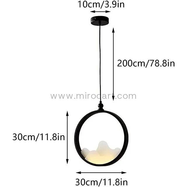 Circular LED Pendant Light — Matte Black & Acrylic 11