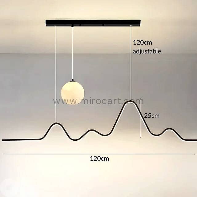 Wave & Moon LED Pendant Light — 120cm Linear 8