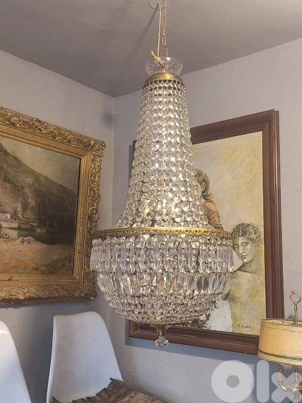 antique original czech bohemian crystal chandelier 0