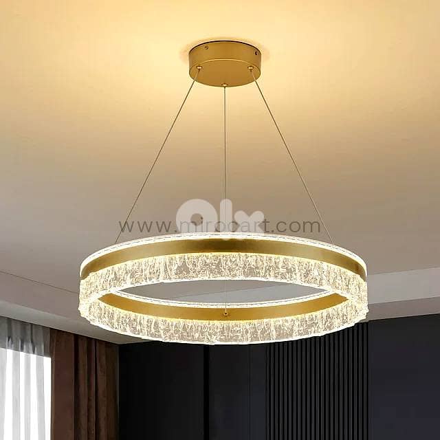 Crystal Ring Pendant Light — 50cm Textured Shimmer 0