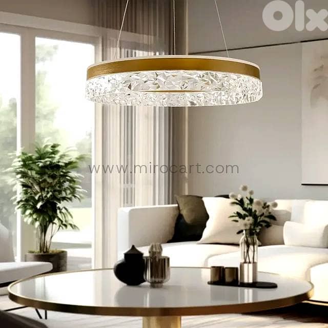 Crystal Ring Pendant Light — 50cm Textured Shimmer 3