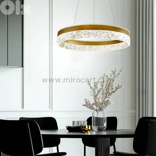 Crystal Ring Pendant Light — 50cm Textured Shimmer 4