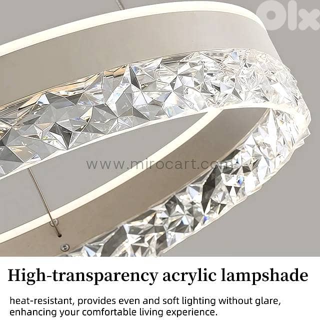Crystal Ring Pendant Light — 50cm Textured Shimmer 14
