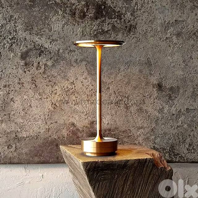 Cordless LED Table Lamp — Gold, Dimmable Light 0