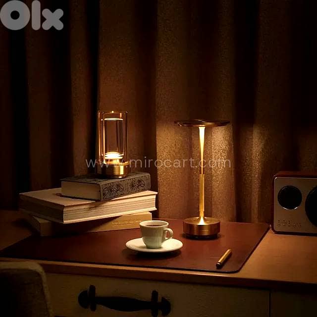 Cordless LED Table Lamp — Gold, Dimmable Light 1