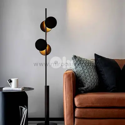 Stacked Disk LED Floor Lamp — Matte Black, 160 cm