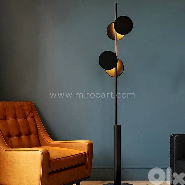 Stacked Disk LED Floor Lamp — Matte Black, 160 cm 4