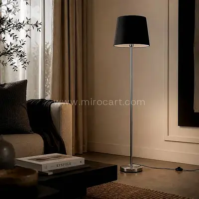 158cm Tall Floor Lamp — Brushed Chrome & Black