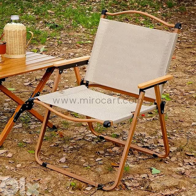 Folding Outdoor Chair — Sand & Beech Wood 1