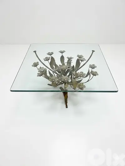 Vintage Gilt Metal Flower  Table, 1960s