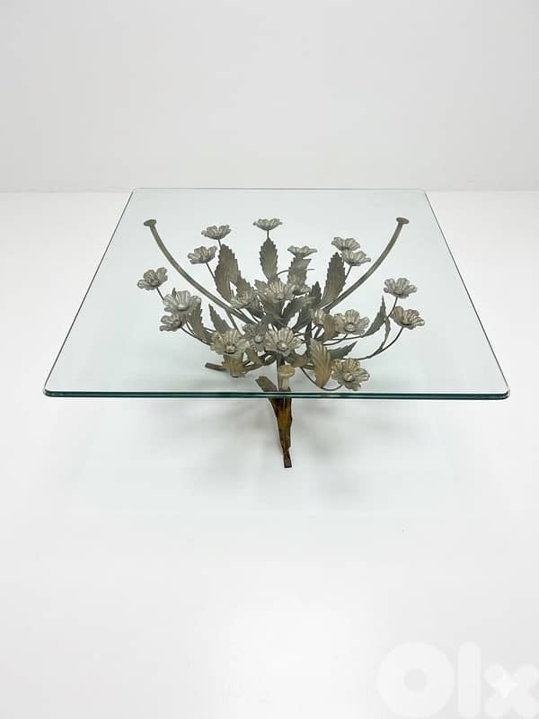 Vintage Gilt Metal Flower  Table, 1960s 0