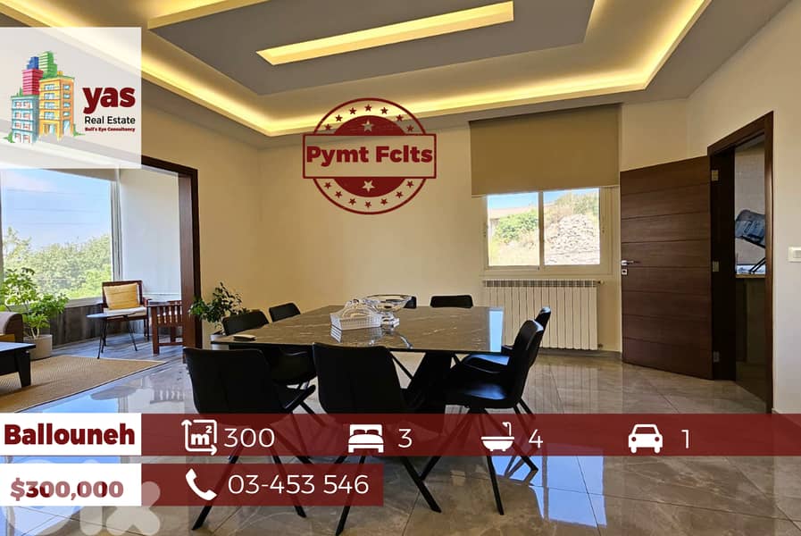 Ballouneh 300m2 | Furnished | Prime Location | PAYMENT FACILITIES | TO 0