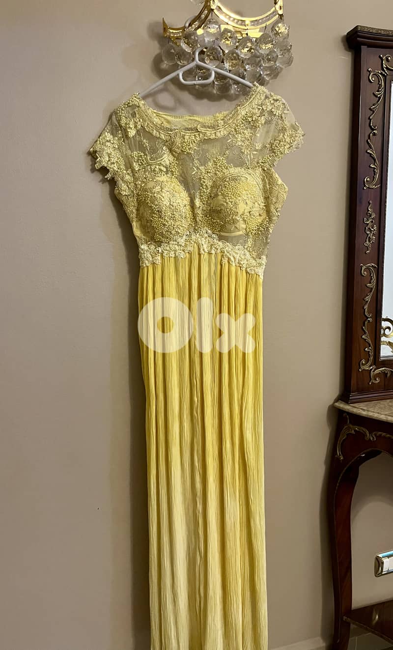 Yellow Lace Bodice Dress (faded hem) 0