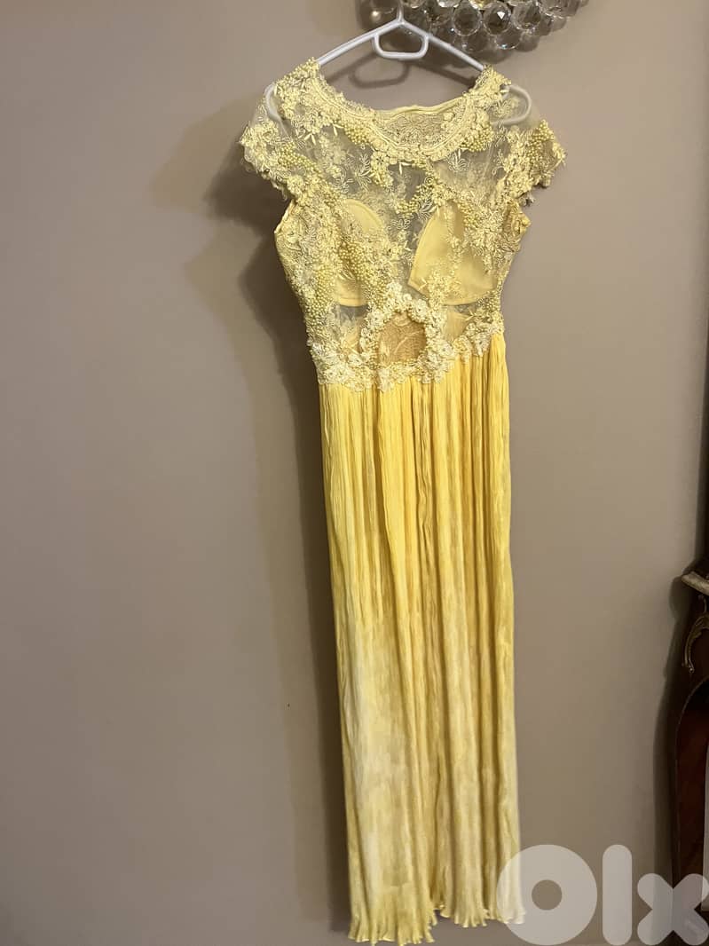 Yellow Lace Bodice Dress (faded hem) 3