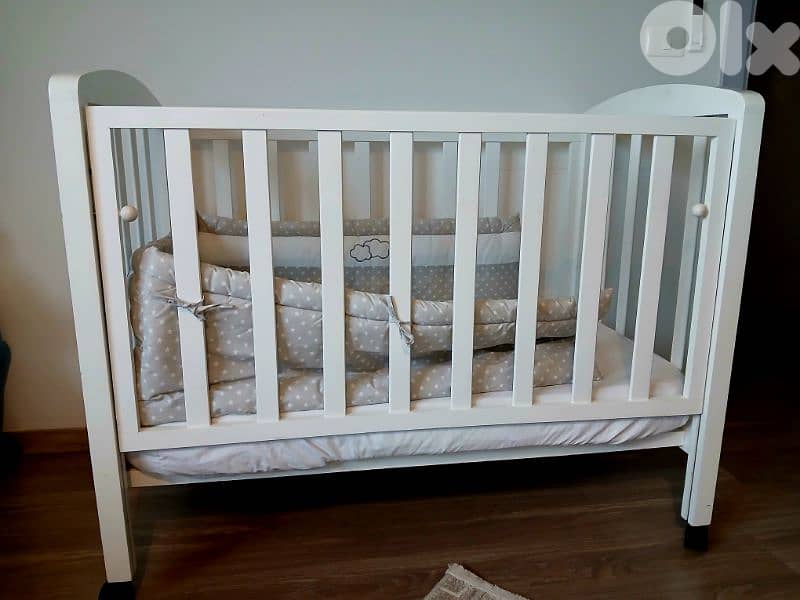 Baby Crib wood + Fap mattresses + accessories 0