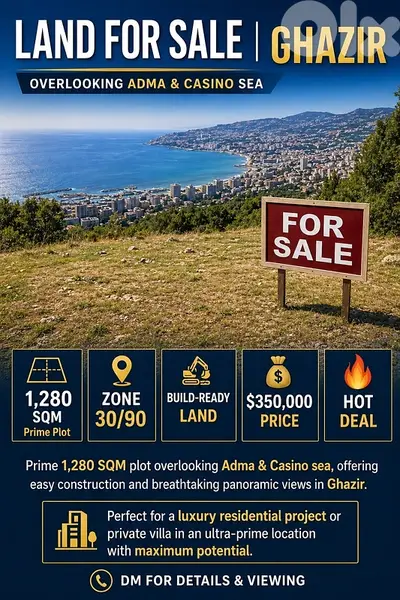 273$/SQM LAND IN GHAZIR FOR SALE