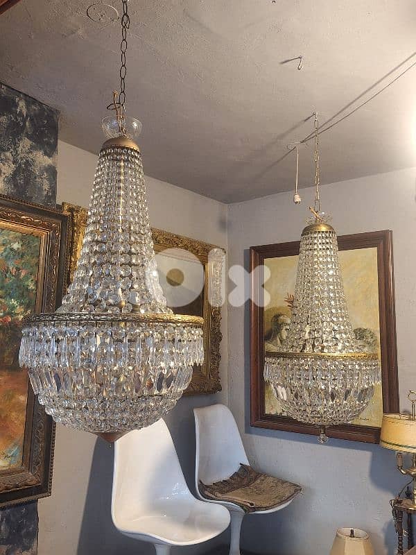 2 antique czech original crystal chandelier 0