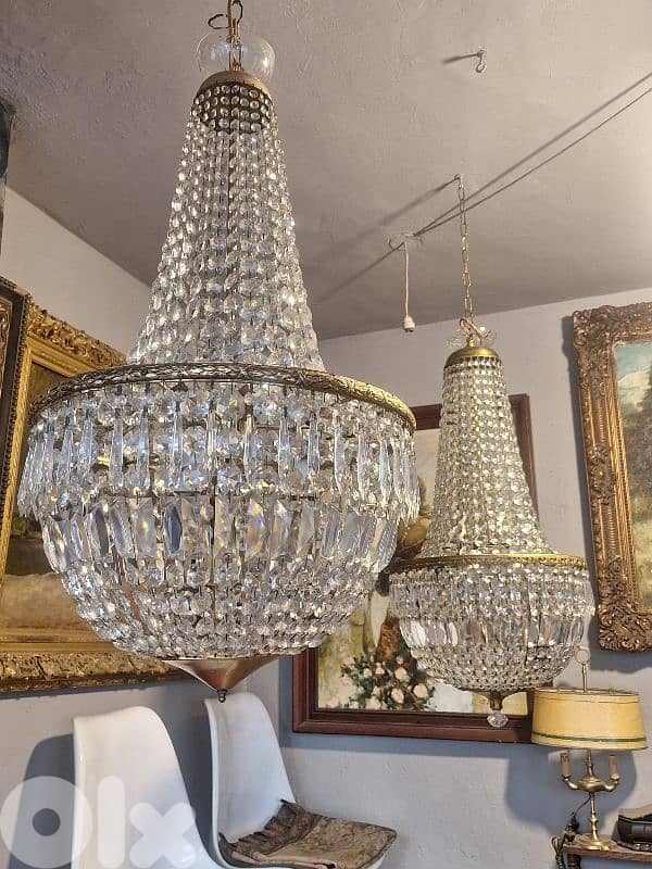 2 antique czech original crystal chandelier 1