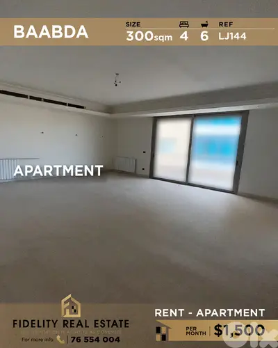 Apartment for rent in Baabda LJ144 شقة غير مفروشة للإيجار في بعبدا