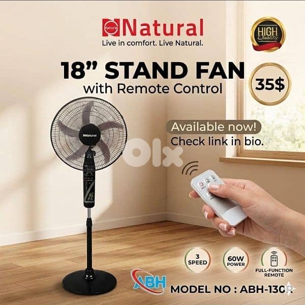 standing fan with remote NATURAL 0