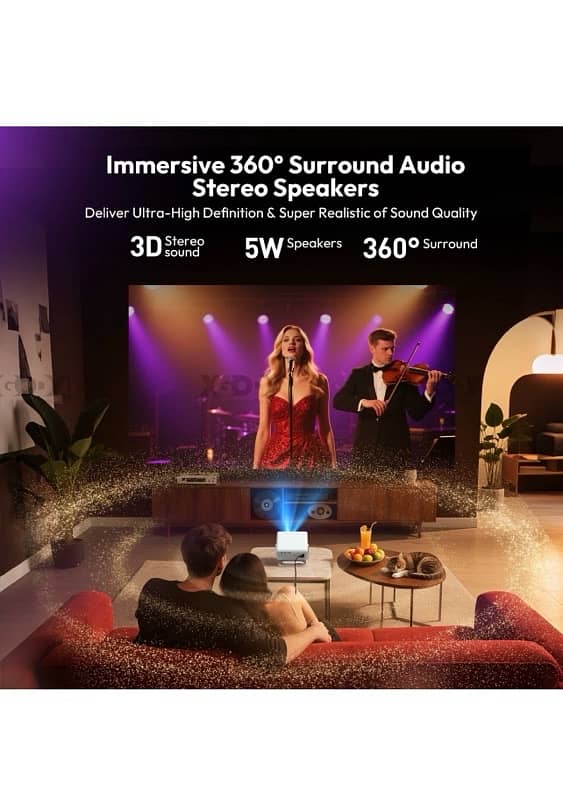 Projector Bluetooth WIFI 700ANSI Home Theater Movie Whale Os HDMI USB 5