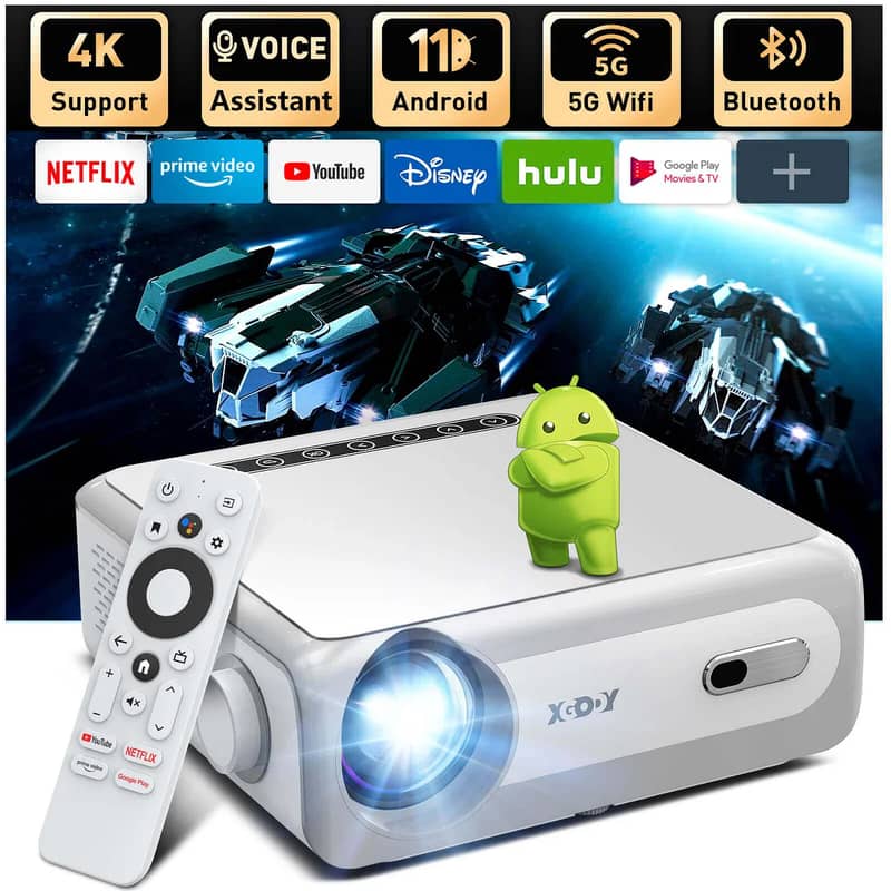 XGODY Portable Smart Projector With Built-in Apps, Built-In TV Stick 0